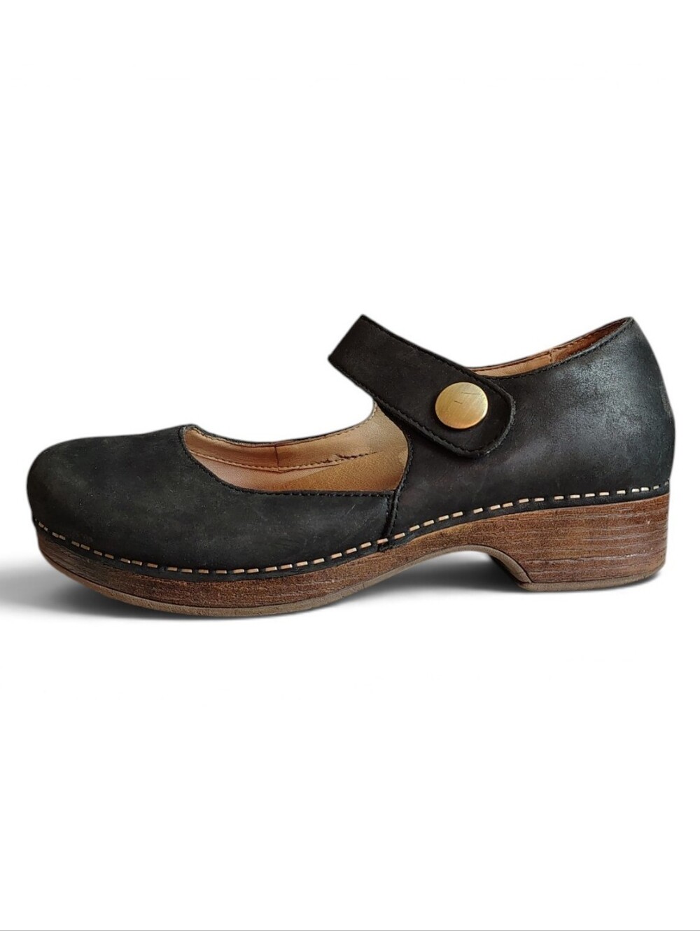 Dansko Beatrice Black Nubuck Mary Jane Comfort Clog Shoes Women's Sz 39 US 8.5-9